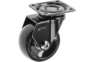GTV - Kółka meblowe CalIBRO | kółka skrętne | kółka do mebli | bez hamulca | średnica 50 mm | z tworzywa sztucznego i stali | czarne