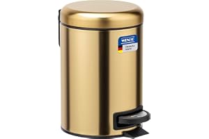 WENKO Kosmetika sparkhink Leman Gold matt 3 l – kosmetisk hink, papperskorg med anti-fingeravtryck kapacitet: 3 l, rostfritt stål rostfritt stål, 17 x 25 x 22,5 cm