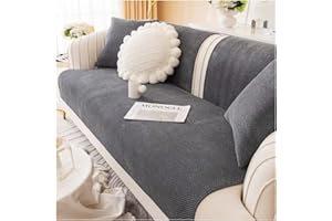Axroad Mall Sofa Slipcover Corner 1/2/3/4 Seater Cover, Universal Non Slip L Shape Couch Cover Corn Fleece Fabric Furniture Protector Sofa Cover for Living Room (Dark Grey, 90 * 160cm)