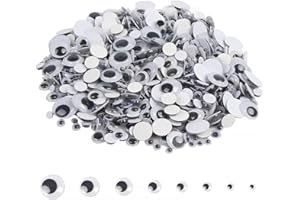 JOFONY 1020 Stücke Schwarze Kulleraugen,Kunststoff Selbstklebend Puppe Wackelaugen für Scrapbooking Kunsthandwerk Spielzeug Zubehör 6mm bis 20mm