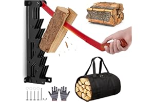 GJCrafts Astilladora de leña de pared, Cortadora de leña de pared, cortadora de leña robusta, cortadora de leña portátil con bolsa de almacenamiento