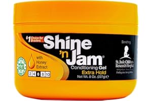 SHINE 'N JAM Ampro Shine-n-Jam Maximum Hold - Infused with Honey Extract to Strengthen Hair - Great for Taming Fringe, Ponytails, Soft Weaves and Braids - Keeps Zöpfe Firm with Non-Greasy Shine - 227 g