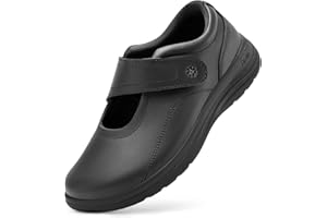 FitVille Extra Weit Senioren Schuhe mit Klettverschluss Damen Leder Mary Jane Halbschuhe