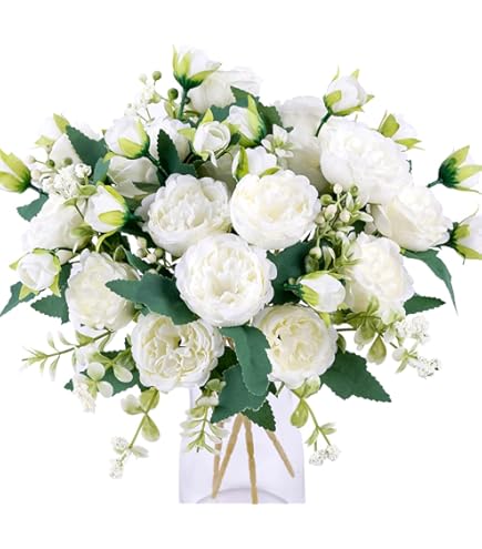 GMMH Pioenrozen band 29 cm zijden bloemen kunstbloemen 9 bloemen boeket (roze GMMH Pioenrozen band 29 cm zijden bloemen kunstbloemen 9 bloemen boeket (roze