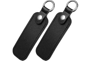 Ymapinc 2 Pcs Leather USB Flash Drive Holder, Flash Thumb Drive Case, Portable Storage Carrying Case with Keychain Travel Key Chain (Black PU Leather)