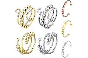 YUZHEDM 7 stycken anti-stressring, anti-stress ring dam rostfritt stål, roterande ringar för kvinnor fidget ring för meditation, idealisk födelsedag och årsdag gåva för avkoppling