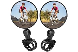 MISSFOX 2 PCS Rétroviseur Vélo,Miroirs de Vision Arrière de Vélo - Réglable à 360 ° - Universel Résistant aux Chocs Miroir de Sécurité de Grand Angle Guidon Rétroviseur Miroir pour vélo de Montagne