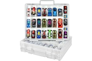 XUERDON Toy Car Storage Organizer Case Compatible with Hot Wheels/for Matchbox Cars. Display Carrying Container Holder for LOL Surprise Dolls/for Shopkins with 48 Compartments Double Sided -White (Box Only)