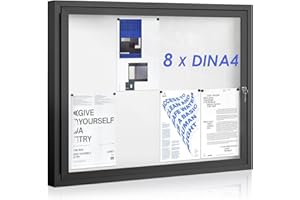 ‎S SWANCROWN Swansea Schaukasten Außen, mit Alu Infokasten, Abschließbarer, Aushangkasten Wetterfest (Schwarz, 8xA4=95x71cm)