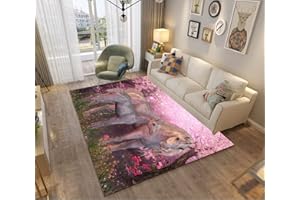 PEIHUODAN 3D Galaxis Einhorn Pferd Tier Muster Kinder Mädchen Jungen Teppich Schlafzimmer Dekorativ Kinderzimmer,Matten Krabbelmatte Modern Weichem Flanell Kinderteppiche Waschbar (Rosa,140 x 180 cm)