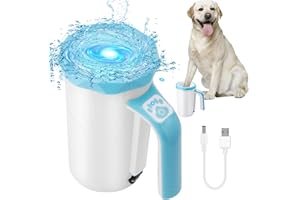 MYPIN Pulisci Zampa Cane, 2 en 1 Lavazampe per Cani Elettrico Portatile 7.4V 2400mAh Ricaricabile con Spazzola Rimovibile in Morbido Ailicone per Lavare Piedi di Cani e Gatti (blu)
