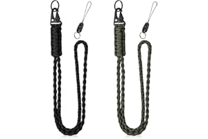 Vicloon Paracord Breloczek do kluczy, 2 sztuki, smycz do zawieszenia, smycz paracord, z metalowym pierścieniem i guzikiem z dzióbkiem, pleciona smycz na klucze, uchwyt na dowód osobisty (zieleń