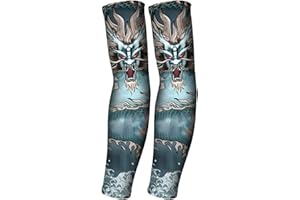 ZaliOan Ttuaje Mangas del Brazo para Hombre,1 Pares Manguitos de Compresión,Manguitos Ciclismo de Protección UV Elástica, para Senderismo, Baloncesto, Fútbol, Correr,Deportes al Aire Libre