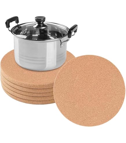 ZMDMAH 2 Sottobicchieri In Sughero Con Bellissimi Motivi, Diametro 19 Cm, In Sughero, Rotondi, Resistenti Al Calore, Per Pentole, Bicchieri, Ciotole E Vasi - 7