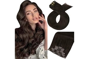 ‎MORESOO Moresoo Braun Clip in Extensions Echthaar Nahtlo 50cm 120g Voller Kopf Echthaar Extensions Clip #2 Dunkelstes Brau Remy Haarverlängerung Echthaar Clips 7pcs Ultradünn und Uahtlos