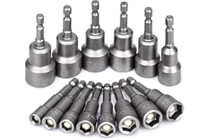 HATANSE 10 Pezzi Chiave a Bussola Magnetici 6-19mm Bussole per Avvitatore ad Impulsi Attacco Esagonale da 1/4" per Trapani Dadi e Adattatori per Bussole a Percussione