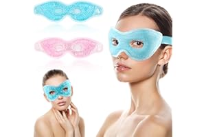 Anseom Masque Yeux Froid, Lot de 2 Masques de Refroidissement pour Les Yeux, Rafraîchissant Réutilisable Masque Gel Compresse Chaud et Froid pour Les Yeux Gonflés, Les Cernes, Les Yeux Secs