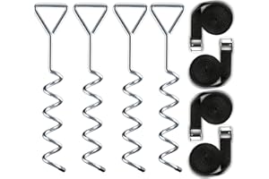 Delex Heavy Duty Galvanized Trampoline Anchor Peg Kit/Tie Down Kit, Fits all Trampolines. Ground Camp Swings, Garden Sheds, Play Sets and much more Tent Fish