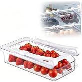 Seivunol Removable Fridge Drawer Organizer with Handle, 24 x 12 x 5.5 cm | Transparent Fridge Organizer, Adaptable to Fridge