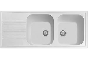 Lavello composito cucina Plados a due vasche più scolapiatti PL1162 (Bianco Polare)