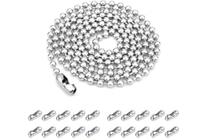 BUTYEAK Catena di Perline in Acciaio Inox, Catena a Palline in Acciaio Inossidabile, 10M Argento Catena Rullo, con 20 Connettori Corrispondenti, Per la Realizzazione di Collane di Gioielli ecc (2.4 mm)