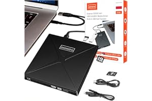 Zenwire Przenośny Zewnętrzny Napęd CD/DVD Czytnik Kart SD HUB USB-C USB 4w1 z USB C - z Funkcją Huba USB i Czytnikiem Kart SD - w Zestawie z Adapterem Kart SD - dla Systemów Windows, Mac, Linux