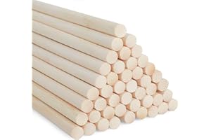 SOSMAR 50Pcs Bamboo Dowel Rods 30CM/11.8 inch x 8 MM, Wooden Dowels, Unfinished Natural Wooden Sticks for Crafting Projects, Art Projetcts, DIY Paint Stirrer Sticks