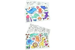 Sensory Junction Silicone Washable Colouring Placemats for Kids| 2-PACK| Includes 2 Sets of Colourful Pens Wipe Clean Reusable Eco-Friendly Colouring Pad (OCEAN MAT & JUNGLE MAT)