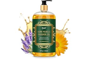Pjordo Massage Oil for Muscle Pain, 236ml Natural Body Massage Oil for Massage Therapy, with Lavender Oil, Arnica & Chamomile Extract, Soothes Muscle and Joint for Professional & Home Use