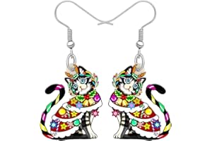 LONYOO Acrylique Chaton Boucles d’oreilles Chat Pendantes Anime Bijoux de Chat Cadeaux Femmes Filles Charms