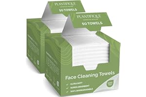PLANTIFIQUE Disposable Face Wipes XL 10"x12" - 100% Biodegradable Viscose Facial Wipes for Women's Skin Care - Pack of 100