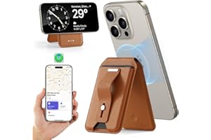 ESR HaloLock Geo Wallet Stand, MagSafe Wallet mit Find My-Funktionalität, Wallet Tracker mit verstellbarem Ständer, kompatibel mit iPhone 15/15 Plus/15 Pro/15 Pro Max und 14/13/12 Series, Braun