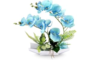 RERXN Fiori artificiali decorativi Real Touch per orchidee bonsai,con imitazione di porcellana vasi da fiori Phalaenopsis per decorazioni domestiche (Blue)