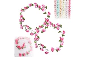 FENGJIAHUI Pack of 2 Artificial Decoration, Flower Garland Decoration, Cherry Blossom Garland, Flower Garland, Artificial Flower Garland Decoration, Party Wedding Decoration, Artificial, Cherry Blossom