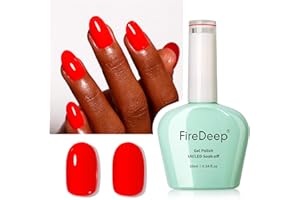 Firedeep 16ml Gel Nail Polish, Bright Red Color Soak Off UV LED Nail Gel Polish Spring Summer Nail Art Starter Manicure Salon DIY at Home 1Pcs