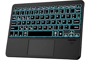 Tisoutec Tastiera Bluetooth, Wireless Bluetooth Tastiera per Windows/Android/iOS, Backlit Tastiercon touchpad per iPad Samsung iOS Android Windows, Nero