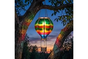 TERESA'S COLLECTIONS Garden Decoration for Outdoors, 45 cm Solar Lantern for Outdoors, Colourful Balloon Solar Lamp Hanging, Decorative Solar Lights for Outdoors, Flame Effect Garden Decoration, Gifts