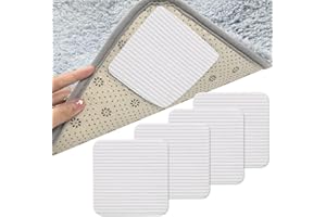 YHQZ 4 Pcs Rug Pads Grippers,Non Slip Washable Grippers for Rug,Non Slip Grippers Mat,Vacuum Tech Anti Slip Rug Grips for Wooden Floor,Floor Mat,Underlay,Hard Floors Vacuum Tech Anti Slip Pad Grips(White)