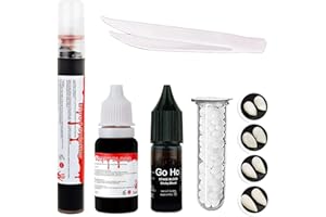 Go Ho Vampire Makeup Kit: 4 Pairs of Vampire Teeth (4 Sizes) + Fake Blood Spray + Stage Blood + Tweezer - Halloween SFX Cosplay