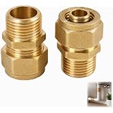 2 Pieces16mm Thread Transition, 1/2 Ag Outside, Brass Thread, Screwed Compression Connector, Transition for Compression Ring