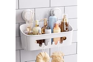 TAILI Étagère de douche robuste avec ventouse sous vide, panier de rangement amovible sans perçage pour shampoing et articles de toilette, organisateur de cuisine, salle de bain, chambre à coucher