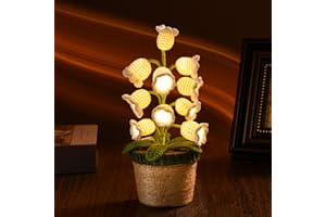 ‎BIXUFCAI Geschenke für Frauen Gestrickte Glockenorchidee Blumen Mit LED Lichter Handgemachter Topfpflanze Exquisite Gestrickte Blumen für Romantisch Dekoration Geschenk zum Muttertag Valentinstag Jubiläum