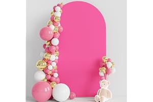 Wokceer Hochzeitsbogen-Abdeckung, 2,4 m, Spandex, passgenaue Hochzeitsbogen-Ständer, runde Oberseite, Chiara-Bogen, Hintergrundabdeckung für Geburtstagsparty, Zeremonie, Bankett, Dekoration, Fuchsia