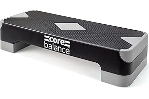 Core Balance Exercise Step 2 Level Height Adjustable 10cm/15cm, Aerobic Stepper for Home Gym, Fitness Training, Cardio, Weights, Yoga, Workout, Non Slip Platform & Feet (L69cm x W28cm x H10/15cm)