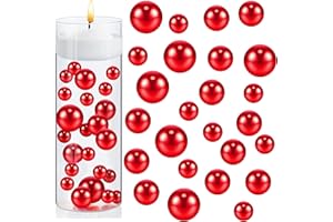 NOLACE Perle D'Imitazione, 150 Pezzi Perline Galleggianti Riempitivo Vasi Perline Lucide Senza Foro Dimensioni Miste Perline Sfuse Plastica Per Creazione Di Gioielli Fai-Da-Te 8/14/20 Mm (Grande Rosso)
