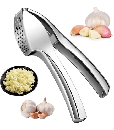 Knoblauchpresse 3-in-1 Aus Edelstahl – Zerkleinert, Schneidet & Hackt Knoblauch, Ingwer, Nüsse