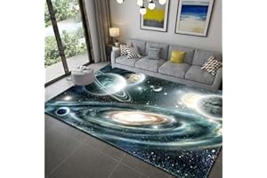 STICKER SUPERB. 3D Galaxie Sternenhimmel Serie Wohnzimmer Teppich Cartoon Kind Spielteppich Weltraum Universum Planet Erde Matte Teenager Junge Mädchen Zimmer rutschfeste Flanell Teppiche (Grau,100x150 cm)