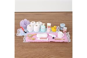 Festicy Wichtel Badetraum Set 20-teilig I Zahnbürste, Seife, Badeente, Handtüchern, Klopapier und Zubehör Badewanne I Wichtelzubehör für Wichtelhaus, Puppenhaus Zubehör und Wichtel Deko Miniatur