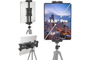 PADWA LIFESTYLE Supporto per treppiede per tablet, adattatore con testa a sfera per selfie stick e fotocamera monopiede, compatibile con tablet da 4,7 a 12,9 pollici, smartphone IPad Pro Air Mini 12,9 e 11 10,5