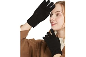 QICEDER Hiver Chauds Tricoté Gants à Ecran Tactiles Tricotés Gants Hiver, Gants Hiver Chaud Tactile Antiderapant Super Doux Gants Tricotés Sport Hiver Gants Vélo Cyclisme Moto pour Femme